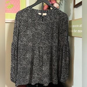 Talbots Black and White Polka Dot Blouse #071